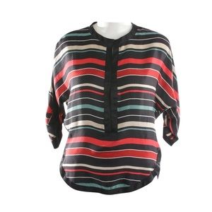 Isabel Marant Étoile Striped Waffle-Silk Overton Top size 38/M